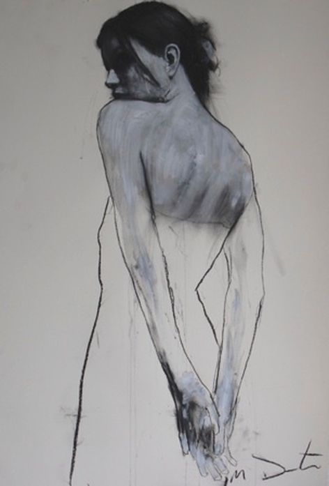 Art border female figure justin nude pastel