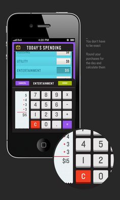 Vice iPhone App on the Behance Network #user #infographics #infographic #graphic #interface #iphone #calculator #app #finance #info #money #buttons