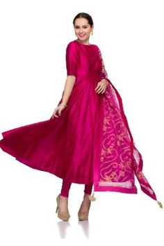 ethnic Jaipuri Royal Embroidered Suit Bright Pink suit