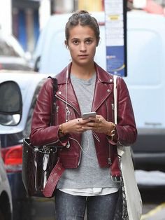 FilmStarLook Providing You Stylish Alicia Vikander Maroon Leather Jacket For Ladies In Best Price. So Visit Our Online Store Today And Purchase Your Best Product Here. #AliciaVikander #WomenFashion #LeatherJacket #FilmStarLook http://bit.ly/2lSzH3r