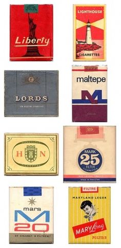 Amazing vintage cigarette pack designs from around the world #cigaratte #packaging #kranich #vintage #christian #typography