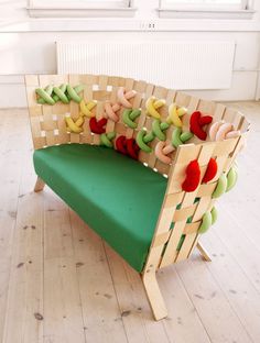 Furniture with cross-stitch ornaments in wool