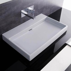 Urban 70 White Wall Mount or Countertop Bathroom Sink without Faucet Hole