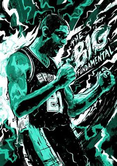 Tim Duncan - The Big Fundamental #electric #gloryy #power #victory #spurs #fist #illustration #bolt #sports #winning #portrait #energy #flash #nba #basketball