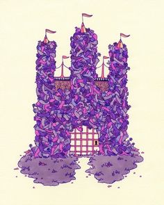 JesseHectic's Spaceship: PAINTINGS #ink #pink #castle #hand #painting #purple #watercolor #drawing