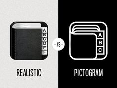 Dribbble - Icon - Realistic vs Pictogram by Leigh Hibell #icon #logo #app #pictogram