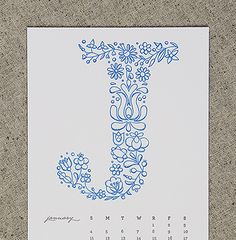 January designed by Reka Juhasz (aka paperreka) #2015 #january #calendar #letterpress #hungarian #motif #embroidery #letter