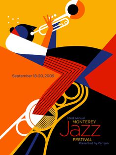 The poster of the Monterey Jazz Festival ByÂ Pablo Lobato #festival #trompet #jazz #print #poster