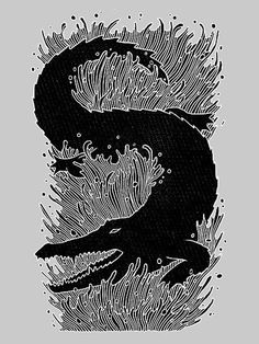 Black crocodile #crocodile #artistic #illustrative #design #graphic #awesome #animal #waves