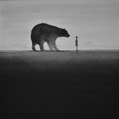 Dreamy Black and White Watercolors by Artist Elicia Edijanto #bear
