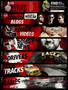 Rowdy on the Behance Network #race #red #rowdy #car #web #grunge #dark #navigation #typography