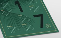 New beautiful dark green poster 2017 calendar poster in the size of 50 x 70 cm with nice big bold typography and golden golden and peach col