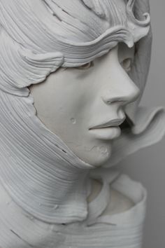 Delicately Sculpted Busts by Gosia #computer #sculpture #white #girl #generated #digital #bust #portrait #3d
