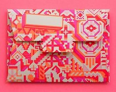 ♥ GRAPHISM & FONTS / aerograms from the hungry workshop #aztec #pattern #envelope #neon