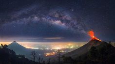 Albert Dros Captured Volcano Erupting Under The Milky Way In Guatemala
