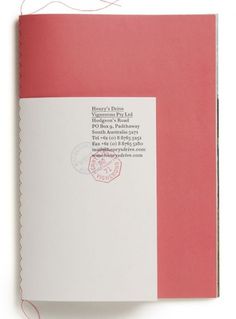 design work life » Parallax: Henry's Drive Vignerons Identity #binding #book #stitch