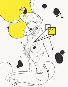 illustration intricate lines abstract bird girl