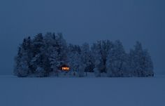 Cabin Porn #landscape #island #cabin #twilight #winter