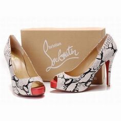 White Christian Louboutin Very Prive 120mm Peep Toe Python Pumps Red Sole Shoes #shoes