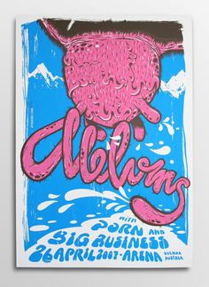 Michael Hacker The Melvins gigposter #pink #gig #illustration #posters #poster #blue #typogaphy