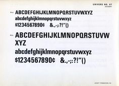 Univers 67 type specimen. #type #specimen #typography