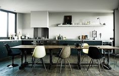 SOMEWHERE I WOULD LIKE TO LIVE: 10th Arrodissement, Loft at Paris #interior #chair #design #fiberglass #wood #furniture #kitchen #plastic #eames