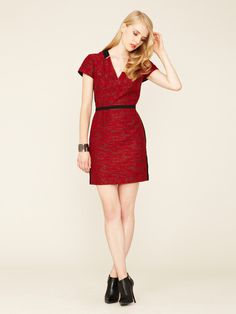 Mackage Trimmed Textured Wool Dress #wool #fall #red #dress