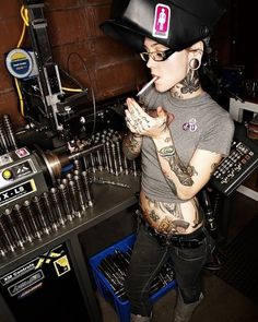 RachelWelding600.jpg (600×750) #woman #cigarette #tattoo #photography #plugs #tattoos