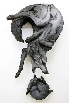 Beth Cavener Stichter #sculpture #prey #wolf #art #animals #rabbit #hunt