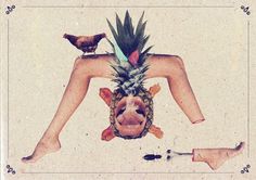 Weird collection on Behance #legs #food #collages #bacon #pineapple #bones