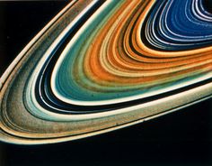 Saturn C-ring and B-ring with many ringlets. False-color image #saturn #planet #voyager
