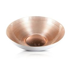 Round Glass Copper And White Bowl 29cm x 9cm