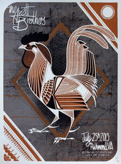Avett Brothers Show Poster / Richmond, VA #rooster #bird