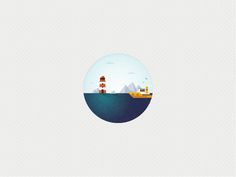 The Big Wide Word Icon set on Behance #ocean #sun #icon #illustrator #lighthouse #texture #shape #boat