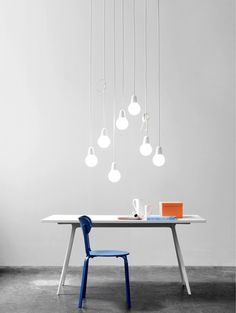 Bulb Fiction — Kibisi #bulbs #chair #blue #light #grey