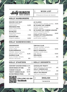 Holly Burger #branding #floral #menu #border