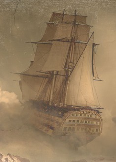 "Fantasy Ship" Poster Print on metal by Sam Kal