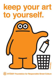 Keep Your Art to Yourself - James Jarvis #illustration #orange #can #trash