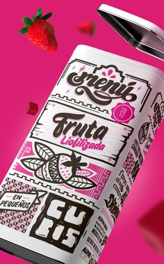 Freeze Dried Fruit Packaging design. orriginally posted at https://www.behance.net/gallery/16779497/MENU-FRUIT #packaging #design #lettering