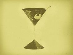 Martini Time. Shaked, not stirred. #hourglass #olive #martini #olives #illustration #sand #time #green