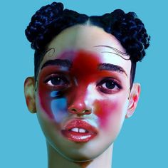 FKA twigs - LP1 artwork #make #photo #lips #hair #eyebrows #portrait #make-up #up #art #photography #blue #hairstyle