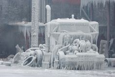 Fire and Ice: The Frozen Aftermath of a Chicago Warehouse Fire #ice #snow
