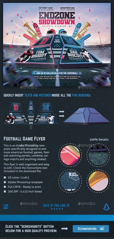 American Football Flyer v11 Superball Match Template - Sports Events