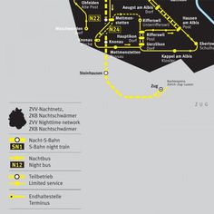 ZVV Nighttime Network Map - Fonts In Use #swiss #public #transit #infographic #meta #ff #maps