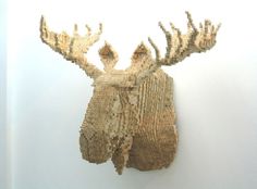 Trophy Heads of Animals, Rendered in 8-bit - DesignTAXI.com #sculpture #bit #wood #moose #animals