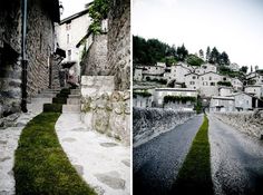 grass carpet winds through a french village #france #carpet #art #grass
