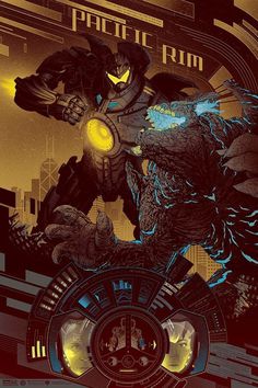 Gypsy Danger Gold #jaeger #gypsy #kaiju #rim #illustration #poster #monster #movies #danger #pacific #typography