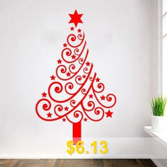Multicolor #Christmas #Tree #Glass #Window #Vinyl #Wall #Stickers #Custom #- #RED