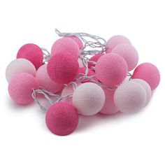String Lights Cotton Ball Pink & Rose Quartz