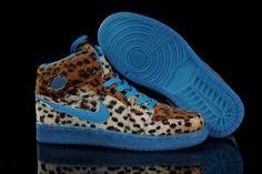 Air Jordan AJ 1 Retro "Wheat" & Blue Sneakers For Youth - Leopard Shoes #shoes